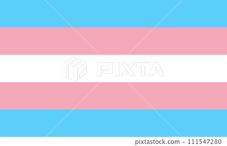 Transgender pride rainbow flag, LGBT community, five horizontal stripes of three colors in the order light blue, light pink, white, light pink, and light blue 111547280