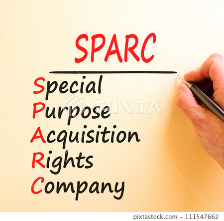 SPARC special purpose acquisition company symbol. Concept words SPARC special purpose acquisition company on white paper. Brown background. Business SPARC special purpose acquisition company concept. SPARC special purpose acquisition company symbol. Concept words SPARC special purpose acquisition company on white paper. Brown background. Business SPARC special purpose acquisition company concept. 111547662