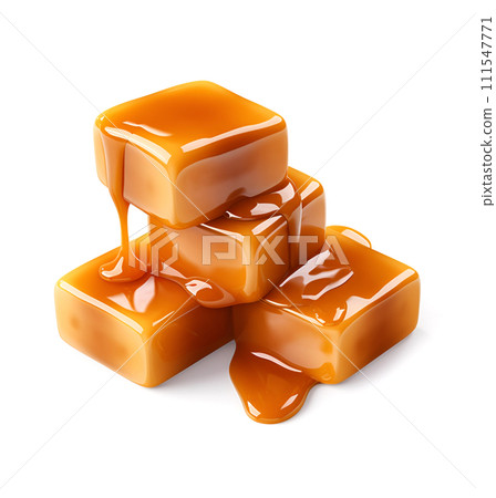 candy with caramel sauce on white backgrounds.Generated  AI 111547771