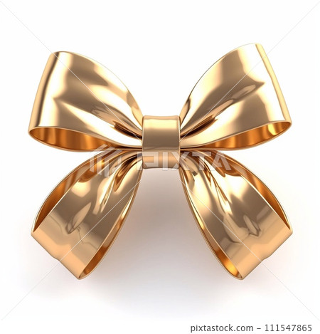 Golden Ribbon Bow isolated on White Background 111547865