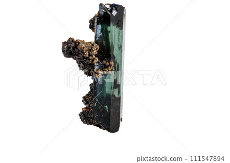 Macro stone Vivianite mineral on white background Macro stone Vivianite mineral on white background 111547894