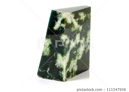 Macro stone Nephrite mineral on white background 111547936