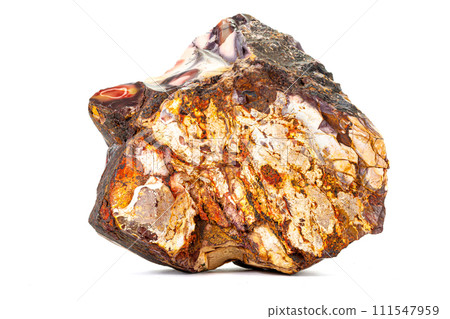 Macro stone mineral Mookaite Jasper on a white background Macro stone mineral Mookaite Jasper on a white background 111547959