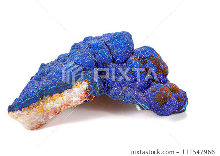 Macro stone mineral Azurite on a white background Macro stone mineral Azurite on a white background 111547966