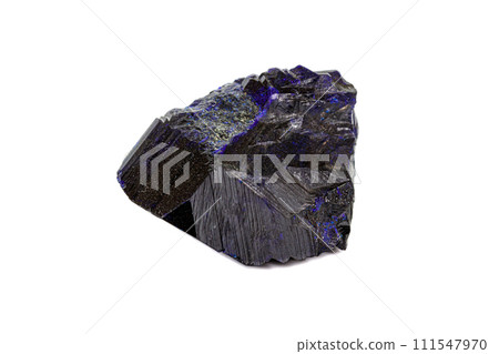 Macro stone mineral Azurite on a white background 111547970