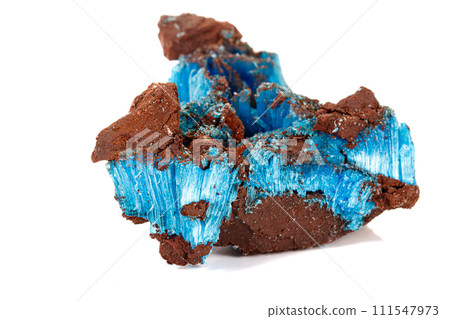 Macro of stone Chalcanthite mineral on white background 111547973