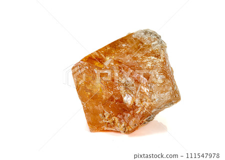 Macro stone Scheelite mineral on white background Macro stone Scheelite mineral on white background 111547978