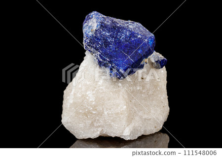Macro of mineral stone Lazurite on a black background Macro of mineral stone Lazurite on a black background 111548006
