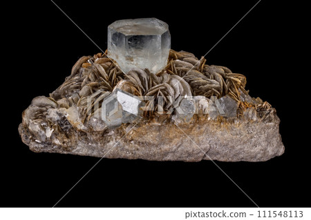 macro mineral stone Topaz on a black background 111548113