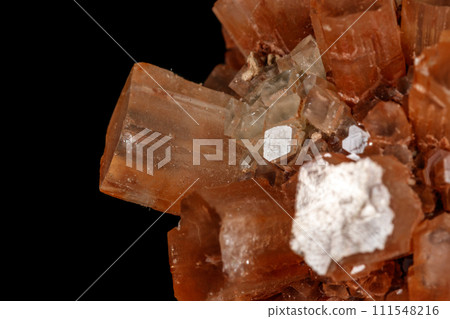 Macro stone Aragonite mineral on a black background 111548216