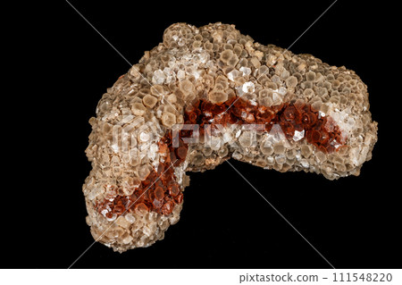 Macro stone Aragonite mineral on a black background 111548220