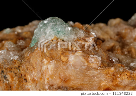 Macro stone Apophyllite mineral on black background 111548222