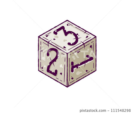 Dice for tabletop game. Six-sided D6 for roleplay. Entertainment and hobby. Isolated drawing on a white background. Dice for tabletop game. Six-sided D6 for roleplay. Entertainment and hobby. Isolated drawing on a white background. 111548298
