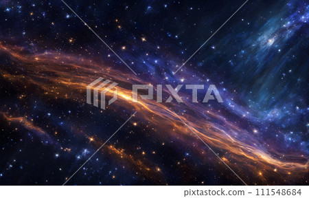 A sweeping view of the cosmos, stars streaking across the celestial void 111548684