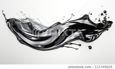 AI-generated content. Trendy black expressive splash. Abstract 3d style, inspired by acrylic art and waves energy. Luxury abstract background and wallpaper. Place for text. Composition for yours 111549029