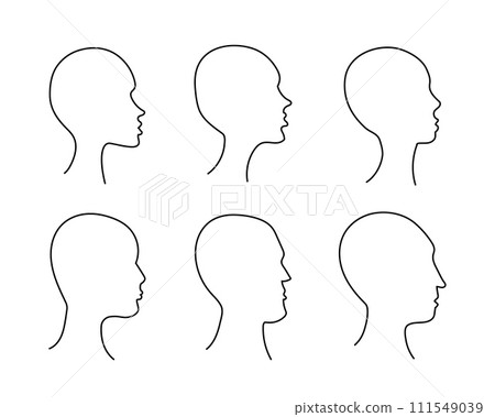 Female and male heads without hair outline 111549039
