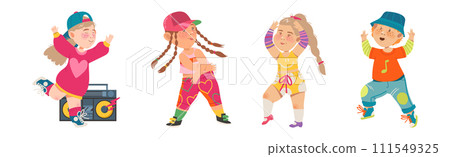 Energetic Children Dancing Moving to Music Rhythm Vector Set Energetic Children Dancing Moving to Music Rhythm Vector Set 111549325