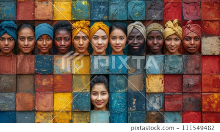 A collage of many different people. People of different nationalities and races 111549482
