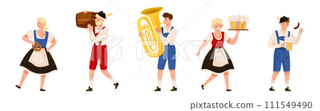 Oktoberfest with Man and Woman Character Celebrating Beer German Festival Vector Set Oktoberfest with Man and Woman Character Celebrating Beer German Festival Vector Set 111549490