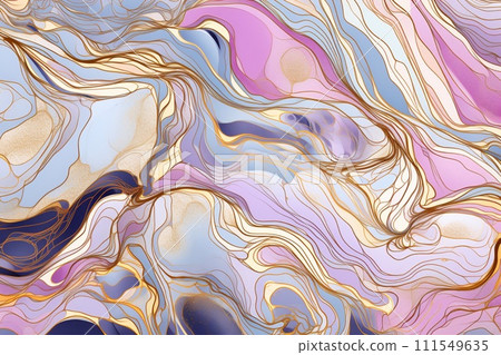 Pastel coloured hand painted alcohol ink design with glittery gold elements Pastel coloured hand painted alcohol ink design with glittery gold elements 111549635