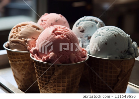 Set of various ice cream scoops Set of various ice cream scoops 111549656