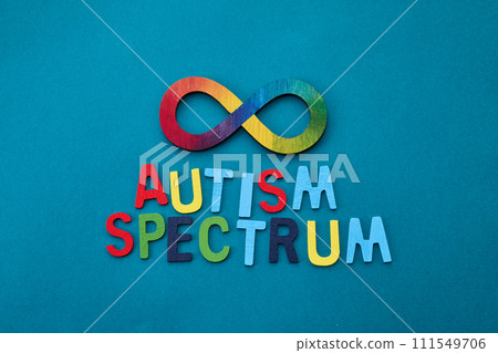 Autistic rainbow eight infinity symbol. Autism awareness day symbol. Autistic rainbow eight infinity symbol. Autism awareness day symbol. 111549706