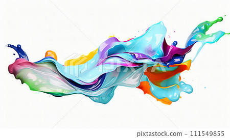 AI-generated content. Trendy colorful multicolor and white splash. Abstract 3d style, inspired by acrylic fluid art and waves energy. Luxury abstract background and wallpaper. Composition for yours 111549855