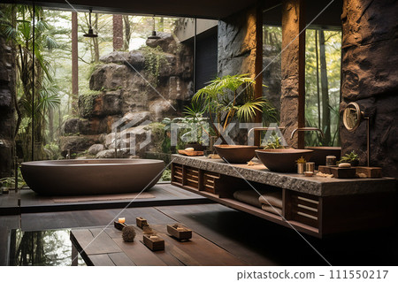 Bathroom, oasis of sustainability, utilizing cutting-edge water-saving technologies for a mindful bathing experience Bathroom, oasis of sustainability, utilizing cutting-edge water-saving technologies for a mindful bathing experience 111550217