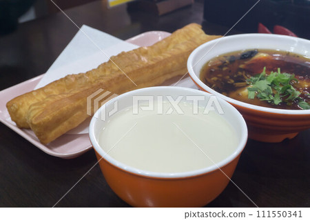 Breakfast of soy milk and Chinese fried bread Breakfast of soy milk and Chinese fried bread 111550341