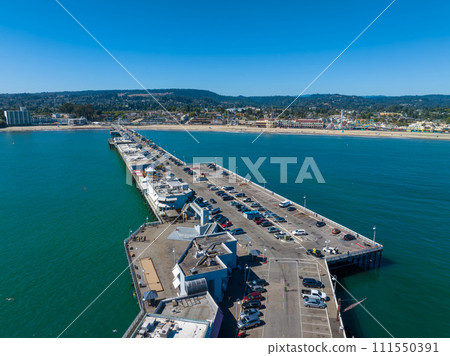 Aerial view of the Santa Cruz beach town in California, USA. 111550391