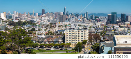 Aerial view of the famous view of San Francisco at Alamo Square CA, USA Aerial view of the famous view of San Francisco at Alamo Square CA, USA 111550393
