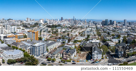 Aerial view of the famous view of San Francisco at Alamo Square CA, USA Aerial view of the famous view of San Francisco at Alamo Square CA, USA 111550469
