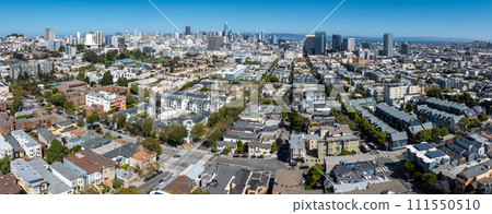 Aerial view of the famous view of San Francisco at Alamo Square CA, USA Aerial view of the famous view of San Francisco at Alamo Square CA, USA 111550510