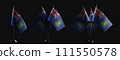 Small national flags of the British Virgin Islands on a black background 111550578