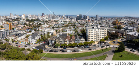 Aerial view of the famous view of San Francisco at Alamo Square CA, USA Aerial view of the famous view of San Francisco at Alamo Square CA, USA 111550626