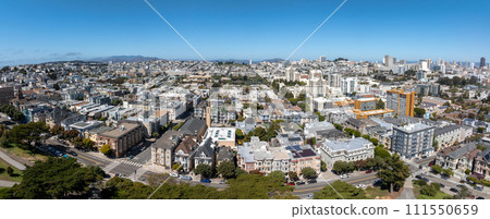 Aerial view of the skyline of San Francisco, California, United States. San Francisco. Image of San Francisco skyline. Aerial view of the skyline of San Francisco, California, United States. 111550659