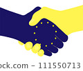 Vector drawing of a handshake between Ukraine and the EU 111550713