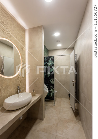 The interior of a public toilet 111550727