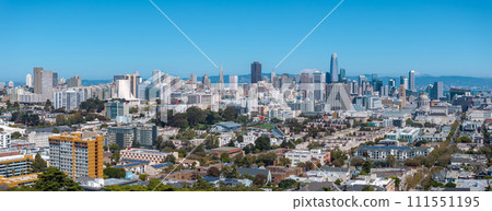 Aerial view of the famous view of San Francisco at Alamo Square CA, USA Aerial view of the famous view of San Francisco at Alamo Square CA, USA 111551195