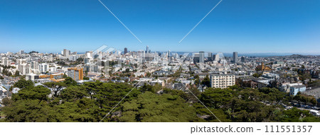 Aerial view of the famous view of San Francisco at Alamo Square CA, USA Aerial view of the famous view of San Francisco at Alamo Square CA, USA 111551357
