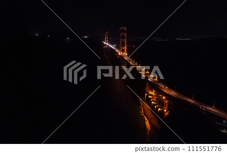 Famous Golden Gate Bridge, San Francisco at night, USA. San Francisco's Golden Gate Bridge from Marin County 111551776