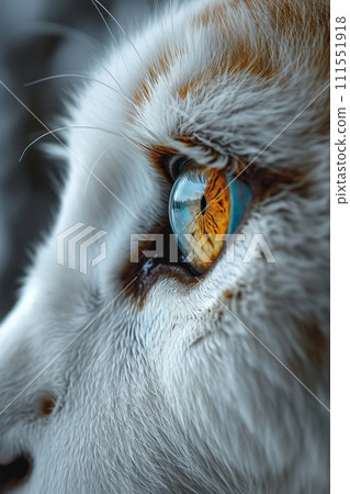 Close-up of a young lioness's face and eyes 111551918
