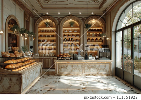 The interior of a bakery and a store. 3d illustration 111551922