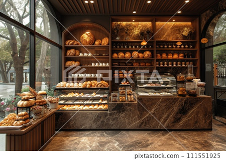 The interior of a bakery and a store. 3d illustration The interior of a bakery and a store. 3d illustration 111551925