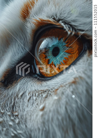 Close-up of a young lioness's face and eyes 111552015