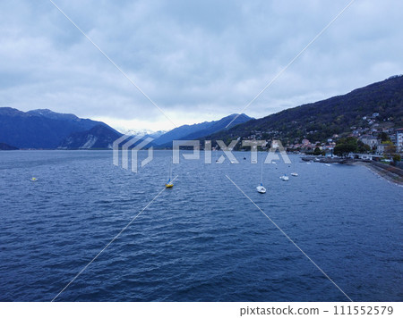 Landscape of Lake of Como in front of Villa Carlotta, Tremezzo, Lombardy, Italy 111552579