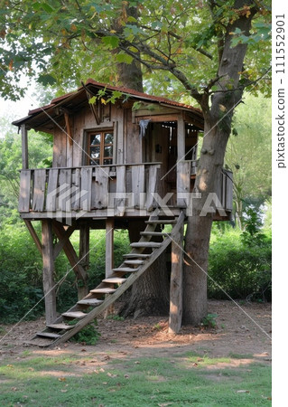 Cute little tree house for kids in the forest Cute little tree house for kids in the forest 111552901