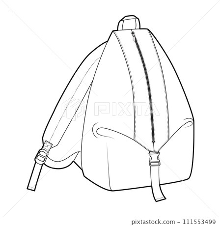 Compact Holdall backpack silhouette bag. Fashion accessory technical illustration. Vector schoolbag 3-4 view Compact Holdall backpack silhouette bag. Fashion accessory technical illustration. Vector schoolbag 3-4 view 111553499