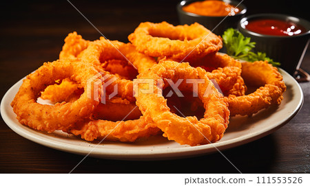 Delicious fried onion rings "AI generated image" 111553526
