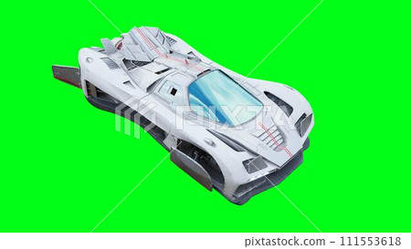 Futuristic flying car, taxi. Green screen isolate. 3d rendering. 111553618